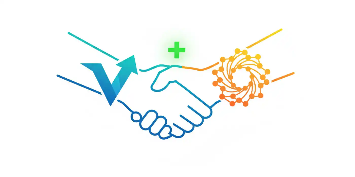 شعار يرمز للتعاون والشراكة الناجحة بين شركتين.