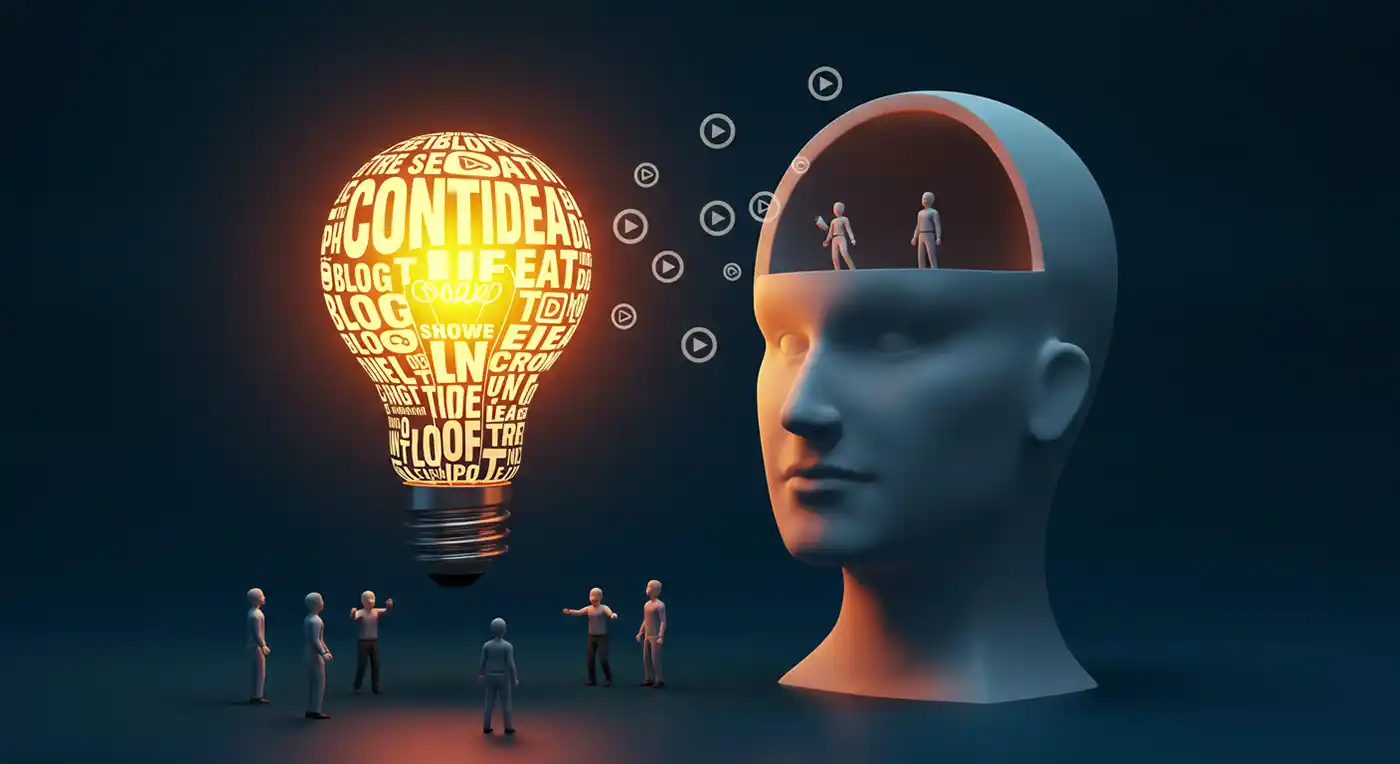 مصباح مضيء يرمز للأفكار القيمة في تسويق المحتوى.