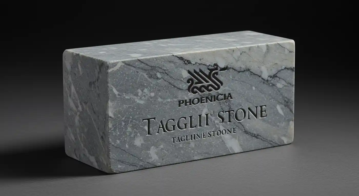 تاج لاين محفور بأناقة على حجر أساس رخامي.