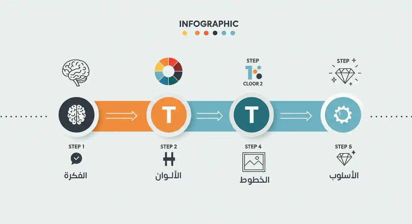 إنفوجرافيك يوضح 5 خطوات لبناء هوية بصرية ناجحة