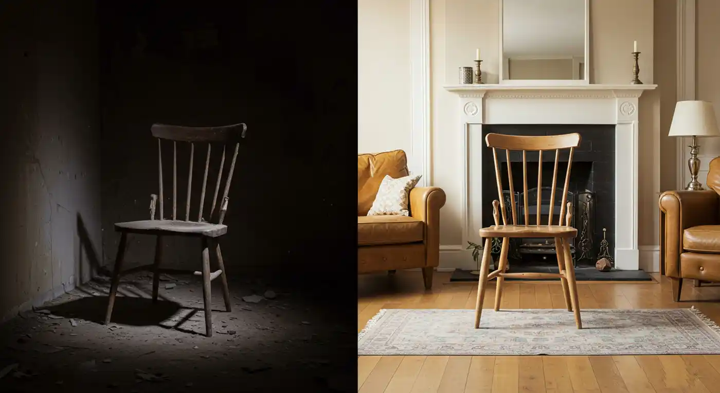 صورة مقسومة نصفين تظهر تحولاً جذرياً.