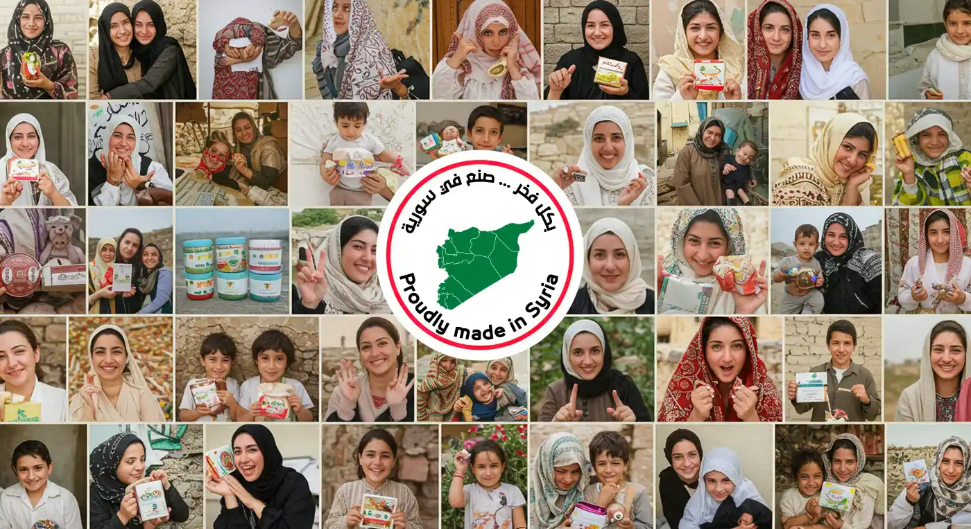 شبكة صور مبهجة لعملاء سعداء يستخدمون منتجات مختلفة.