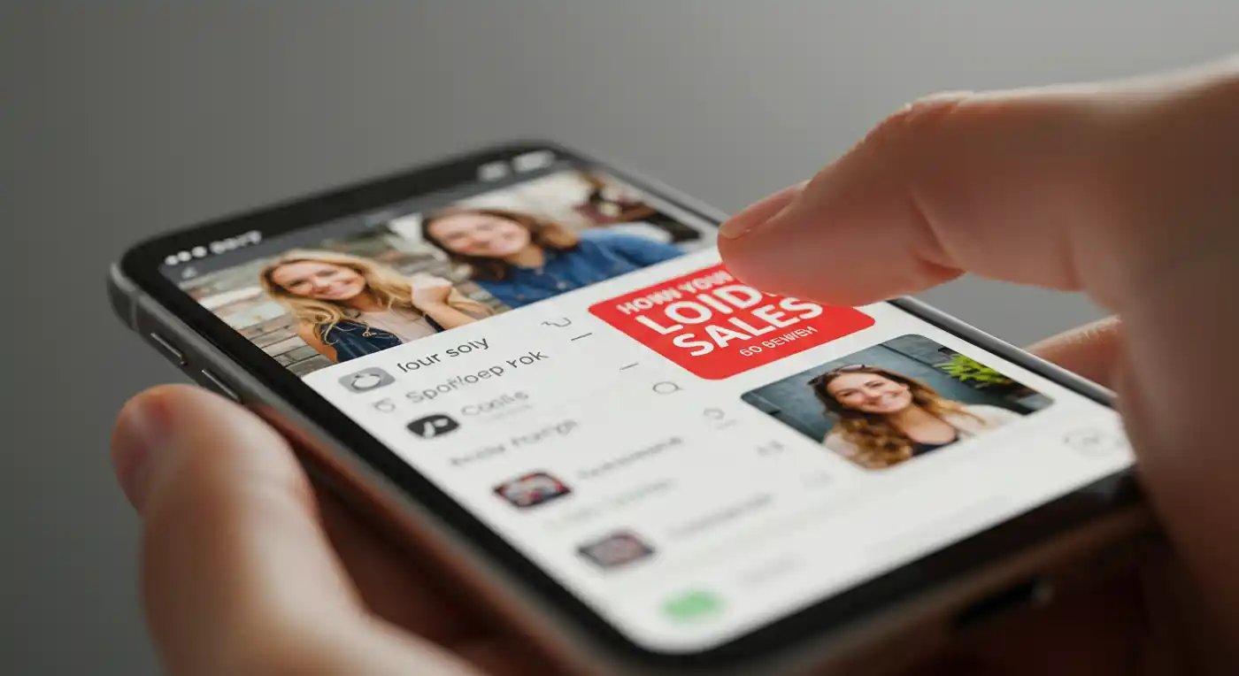 يد تتصفح هاتفاً وتتجاهل إعلاناً تقليدياً صارخاً.