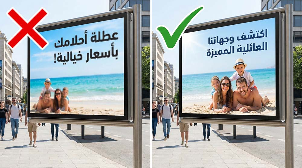 مقارنة بين إعلان بصورة ذات جودة منخفضة وآخر بصورة عالية الجودة