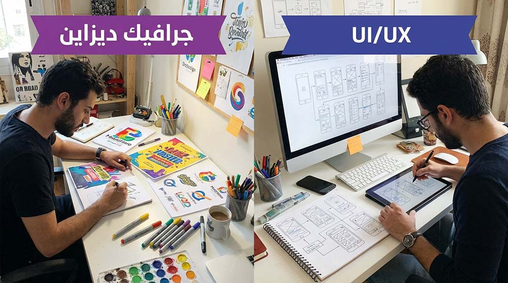 الفرق بين مهام مصمم الجرافيك العام ومصمم واجهات المستخدم UI/UX