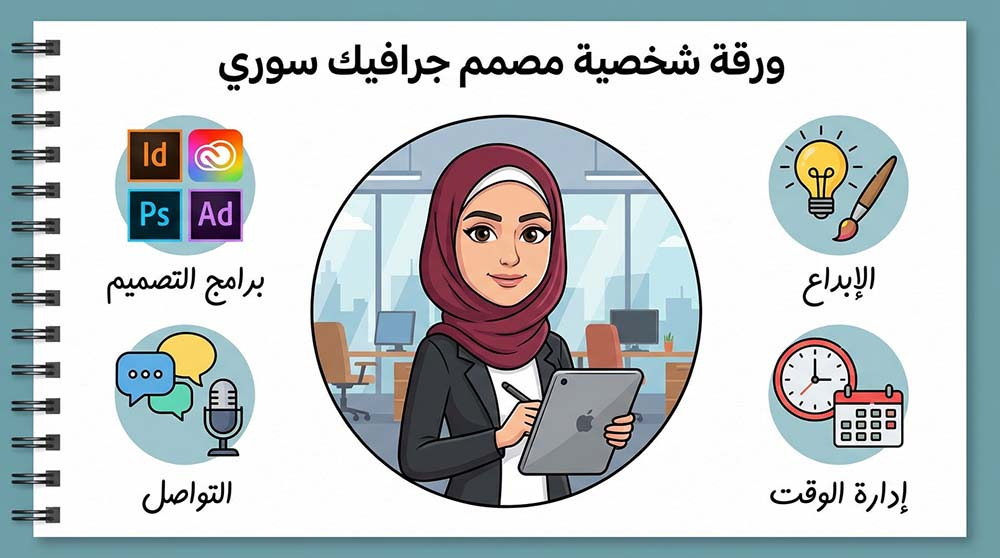 بطاقة تعريفية لمهارات مصمم الجرافيك في 2026