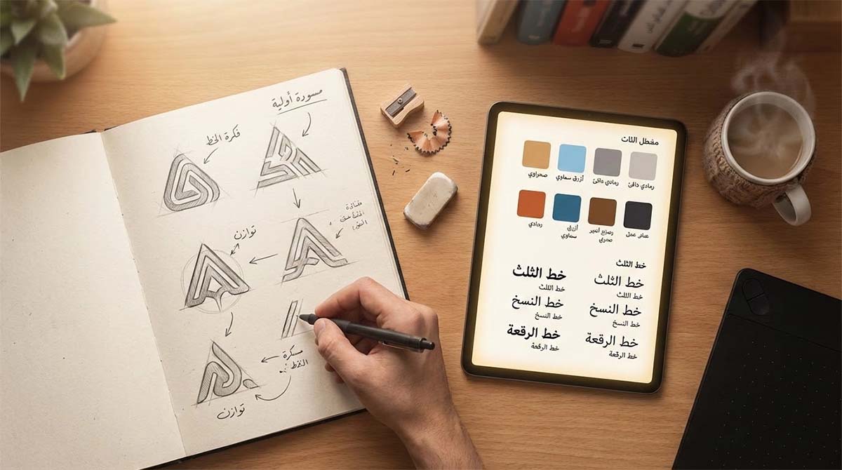 الاسكتشات واختيار الألوان والخطوط