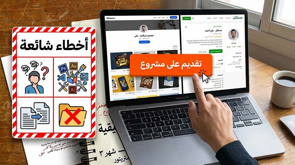 علامة تحذير توضح أخطاء شائعة في تعلم تصميم الجرافيك