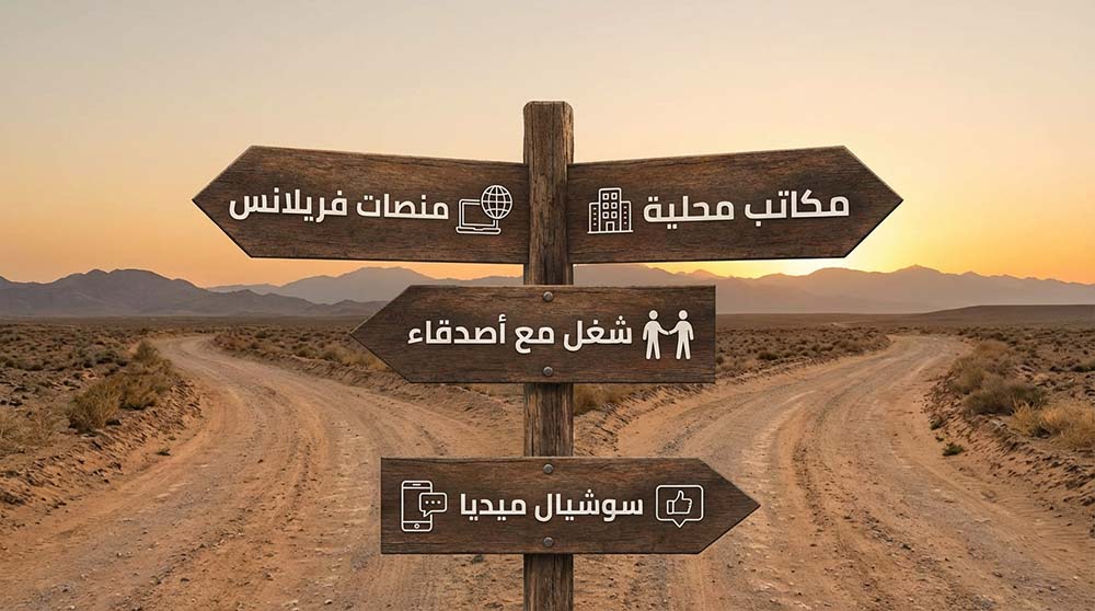 مفترق طرق يوضح مسارات دخول سوق العمل للمصممين الجدد