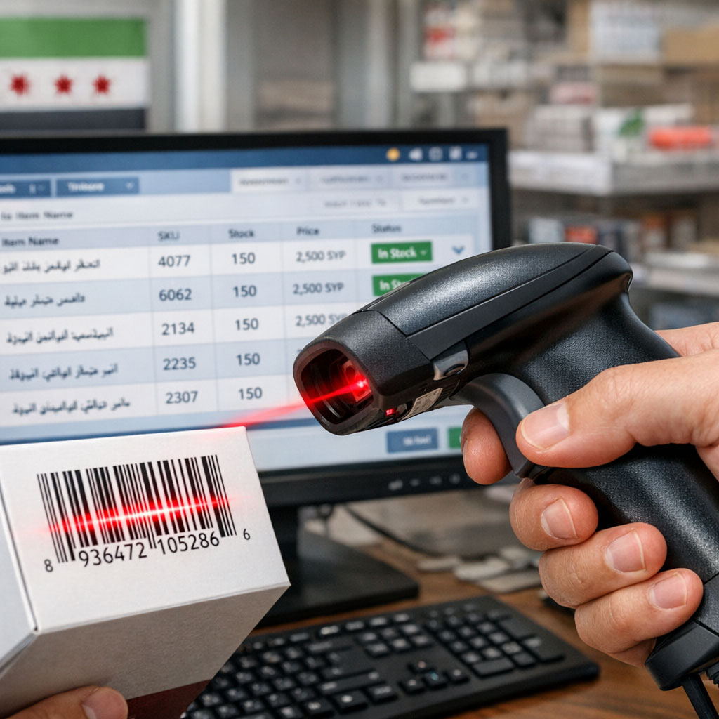 جهاز ماسح يقرأ باركود منتج