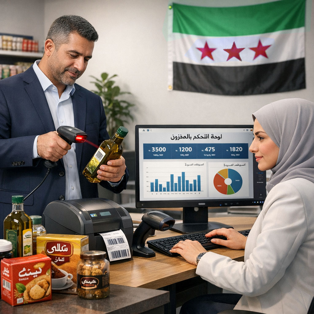 مستودع في سوريا يستخدم نظام الباركود لإدارة المنتجات