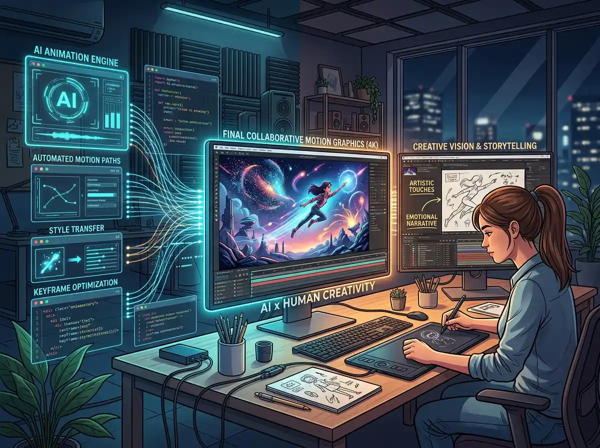 أدوات الذكاء الاصطناعي المستخدمة بإنتاج الموشن غرافيك بـ 2025 مع مقارنة بين AI والعمل البشري
