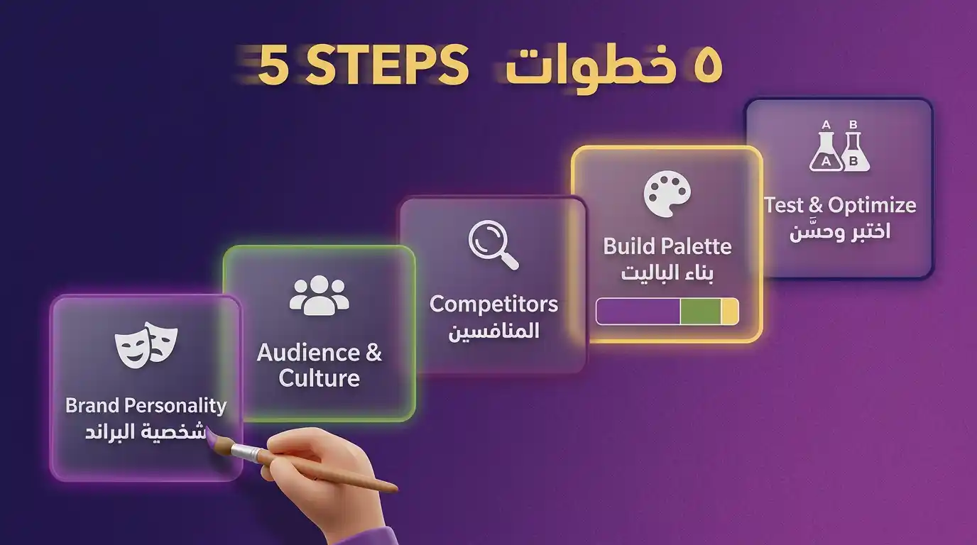 خطوات اختيار ألوان البراند بشكل علمي ومدروس مع قاعدة 60-30-10 للتوازن اللوني