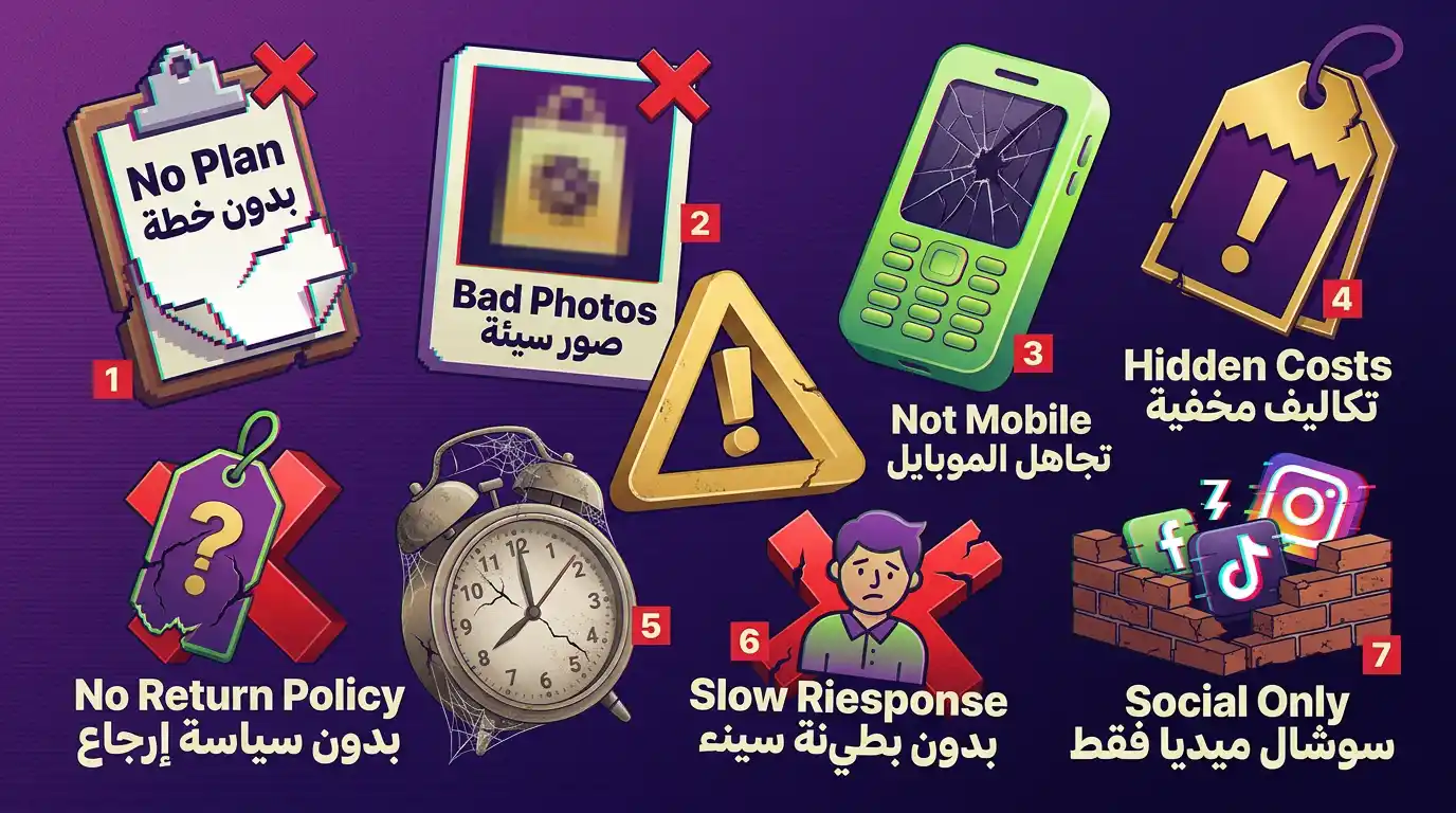 أخطاء شائعة بالمتاجر الإلكترونية بسوريا لازم تتجنبها تشمل صور سيئة وتكاليف مخفية وتجاهل الموبايل