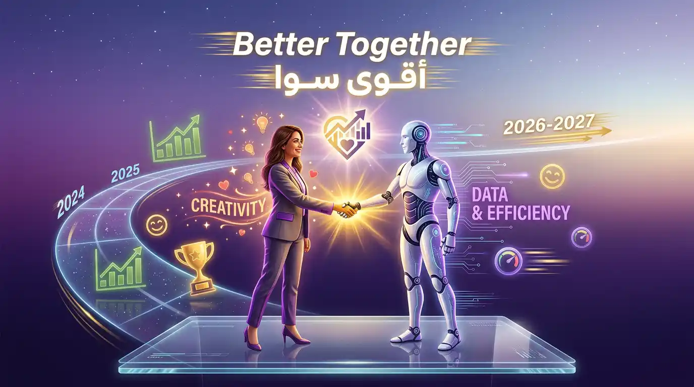 مستقبل التسويق بـ 2026 وكيف الدمج بين الذكاء الاصطناعي والعمل البشري رح يحدد الفائزين