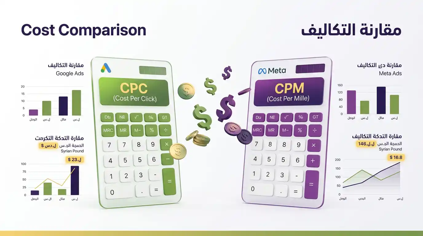 مقارنة تكاليف إعلانات ميتا وغوغل