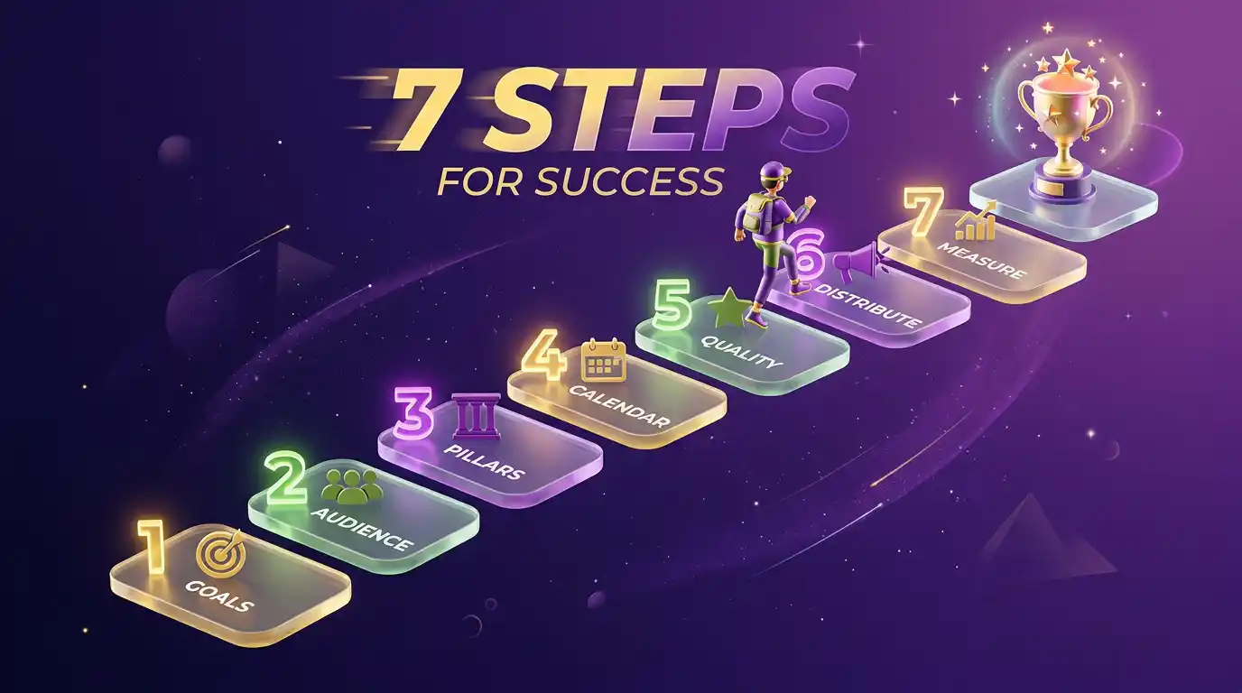 7 خطوات لبناء استراتيجية تسويق بالمحتوى ناجحة من تحديد الأهداف لقياس النتائج