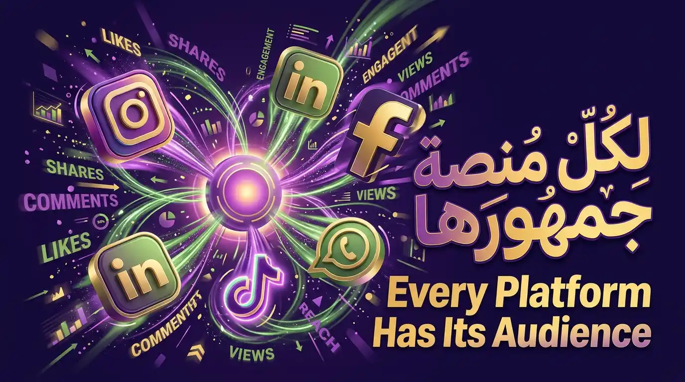 مجموعة أيقونات سوشال ميديا بتصميم عصري وألوان فينيقيا، تظهر أهمية اختيار المنصة المناسبة.