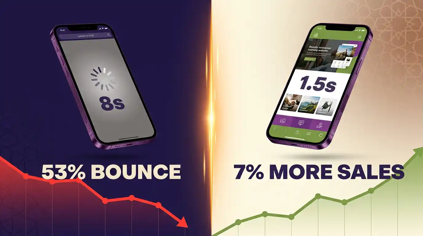 تأثير سرعة تحميل الموقع على معدل الارتداد والتحويلات مع مقارنة بين موقع سريع وبطيء