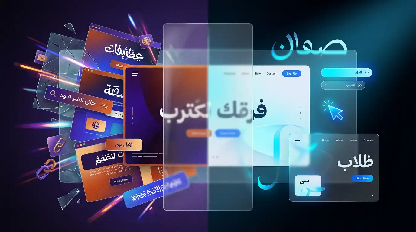 تصميم موقع يظهر أخطاء في تجربة المستخدم مقابل واجهة احترافية محسنة للتحويل