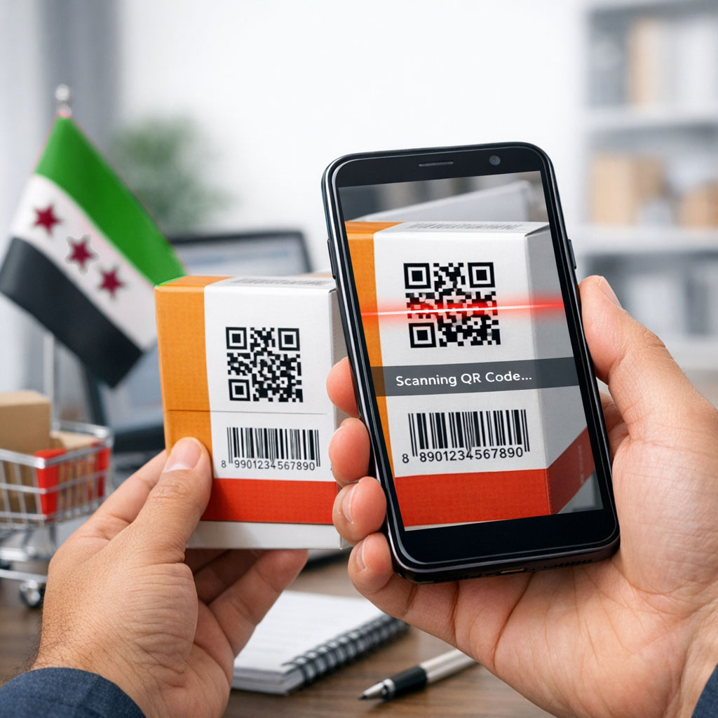 هاتف ذكي يقوم بقراءة باركود أو QR Code
