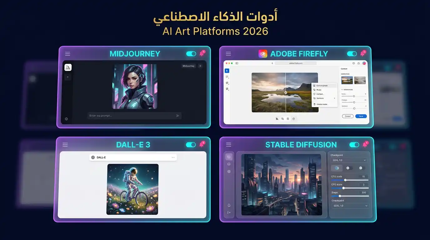 مقارنة بين واجهات أشهر أدوات إنشاء الصور بالذكاء الاصطناعي