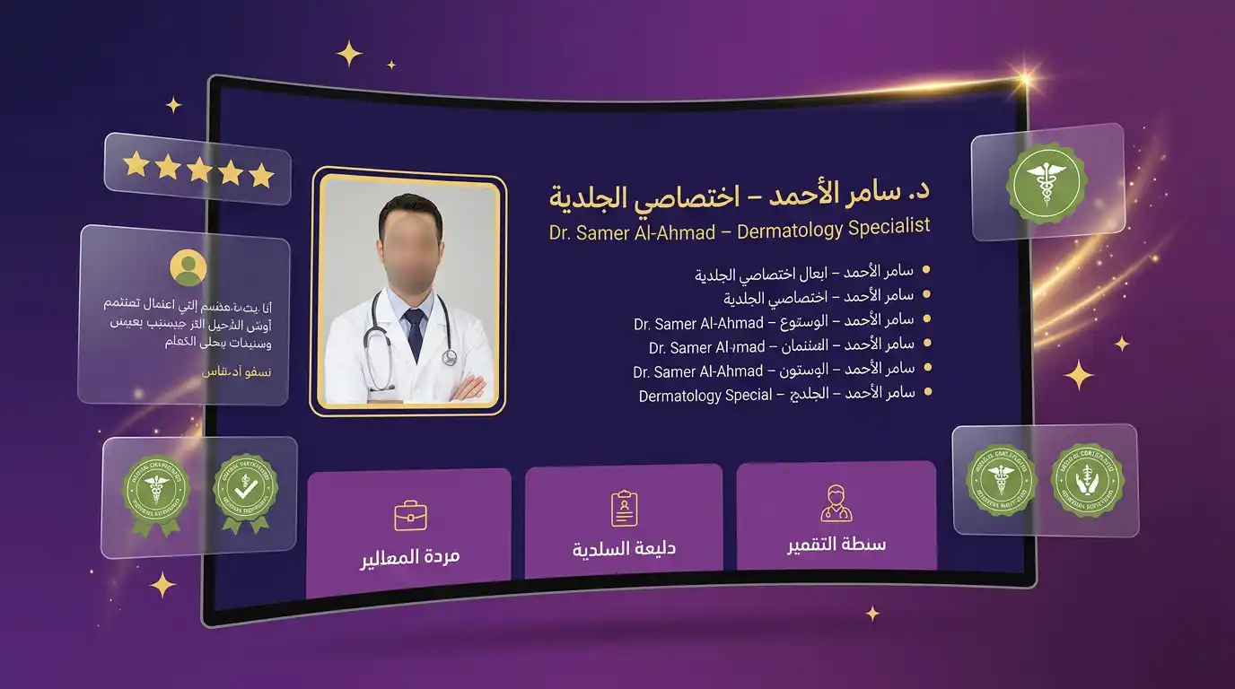 واجهة موقع عيادة تحتوي على محتوى طبي احترافي ونظام حجز إلكتروني 2026