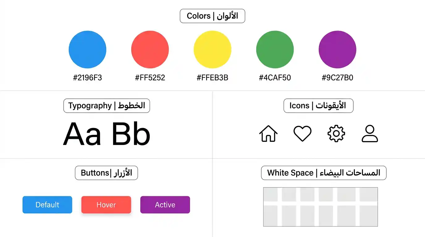 العناصر الأساسية للفلات ديزاين: الألوان والأيقونات والتايبوغرافي