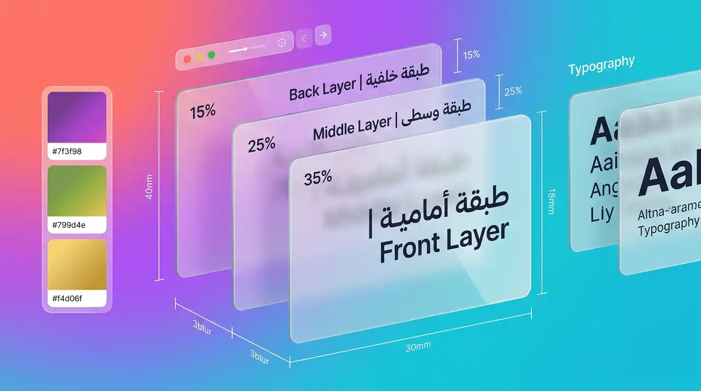 نصائح متقدمة لتصميم جلاسمورفيزم احترافي: التدرجات والطبقات والألوان