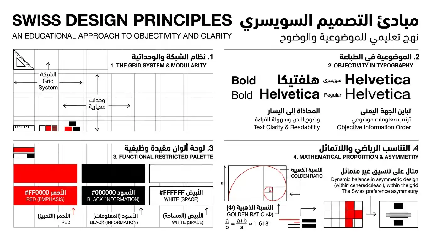 المبادئ الأساسية للستايل السويسري - الشبكات والتايبوغرافي والألوان