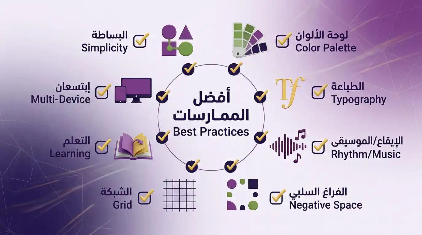 إنفوجرافيك يوضح أفضل ممارسات تصميم الموشن جرافيك