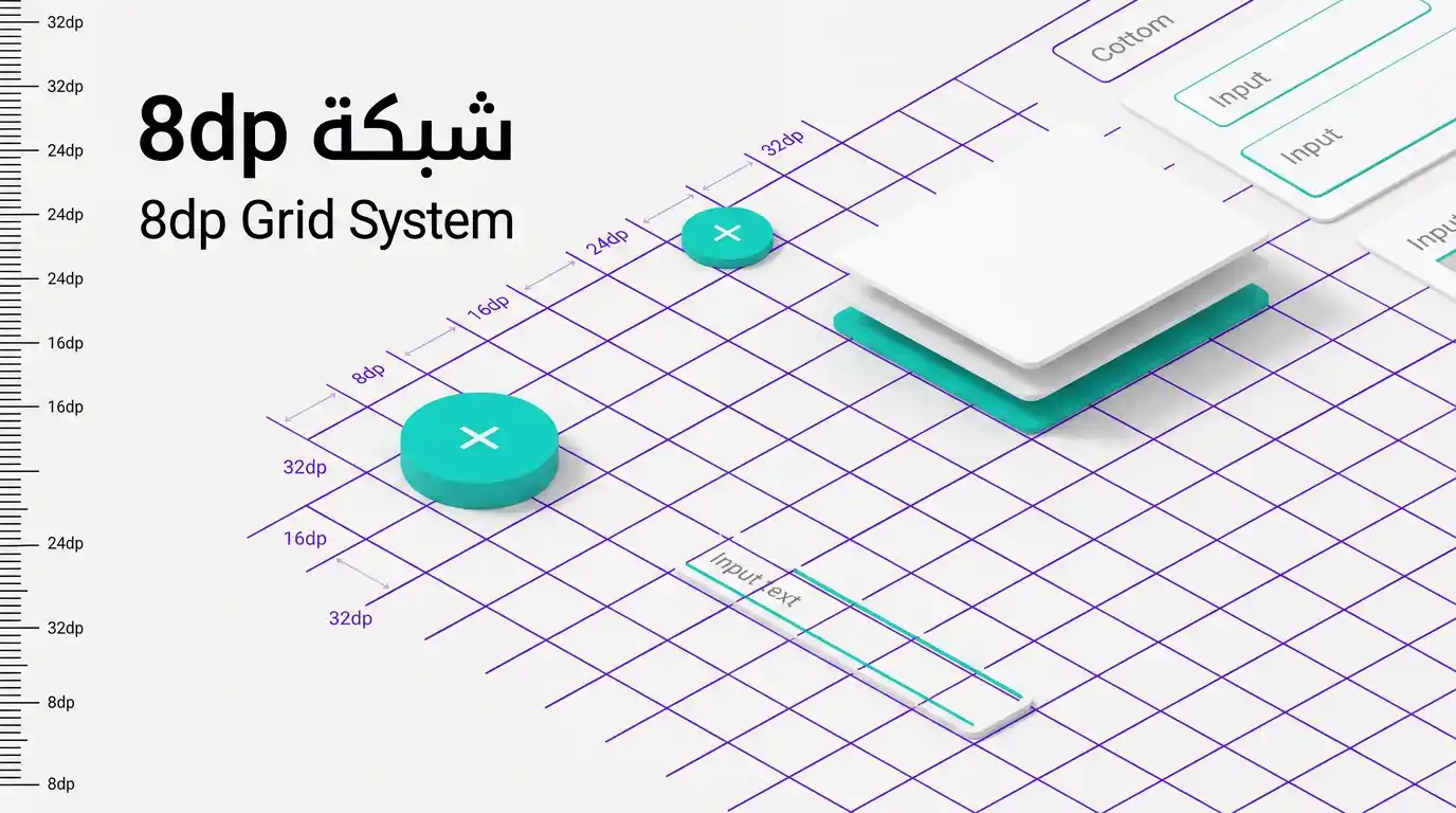 نظام الشبكة 8dp Grid في ماتيريال ديزاين مع أمثلة توضيحية