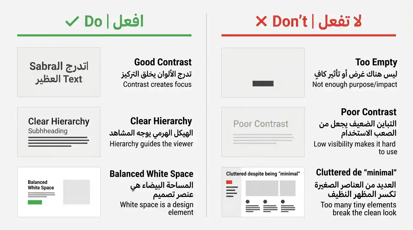 مقارنة بين تطبيق صحيح وخاطئ للمينيماليزم