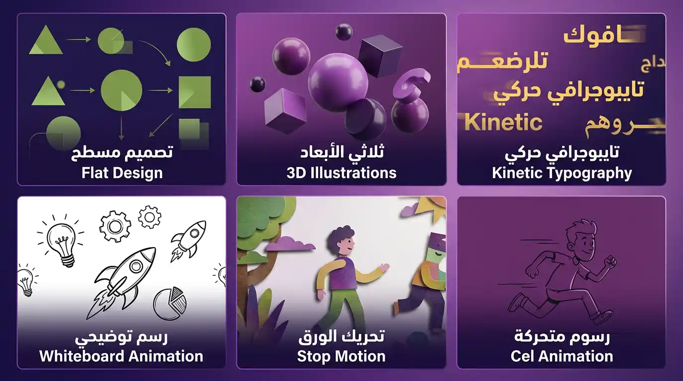عرض لمختلف أنماط الموشن جرافيك من Flat إلى 3D إلى Typography