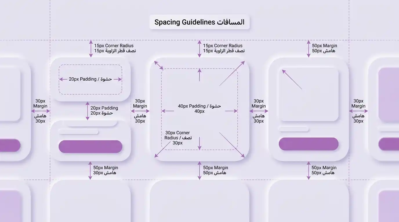نظام الشبكة والمسافات في تصميم النيومورفيزم