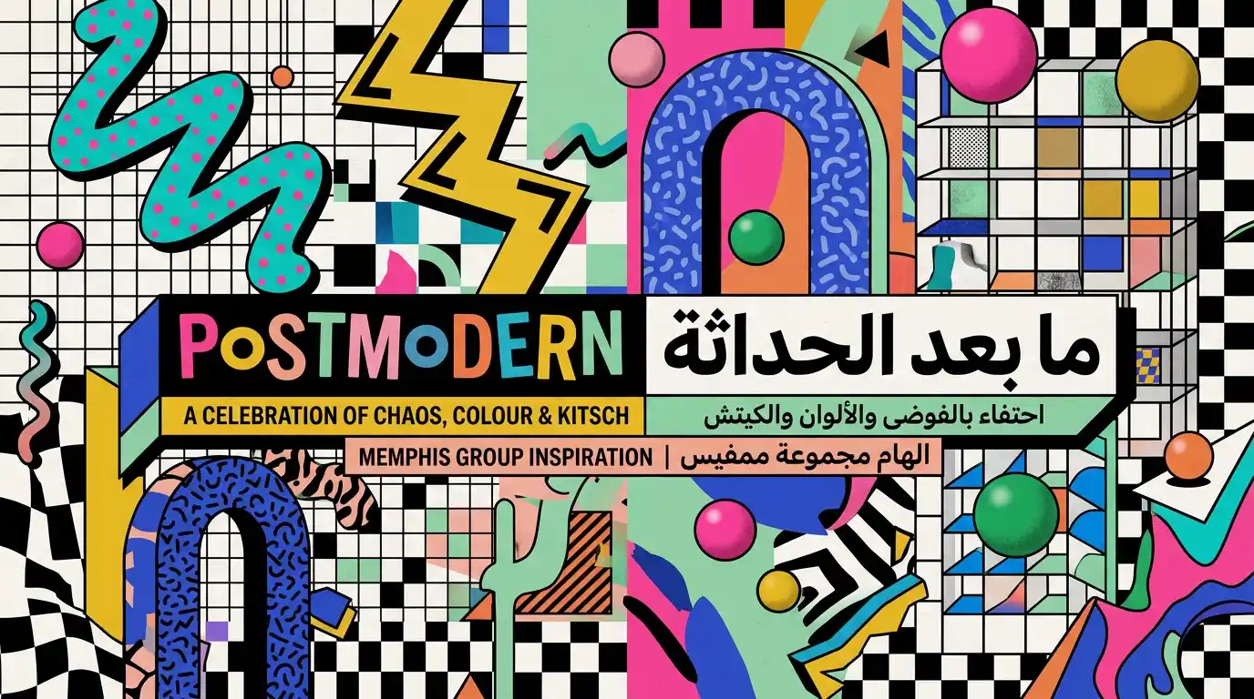 ساعة فاخرة بتصميم بوستمودرن فوضوي ملون بألوان فينيقيا الجريئة