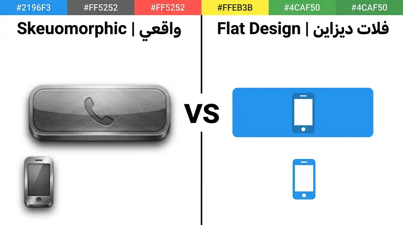 مقارنة بين الفلات ديزاين والتصميم الواقعي سكيومورفيك