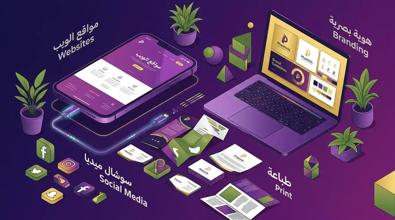 استخدامات متعددة للتصميم الأيزومتري في الهوية البصرية وتصميم المواقع