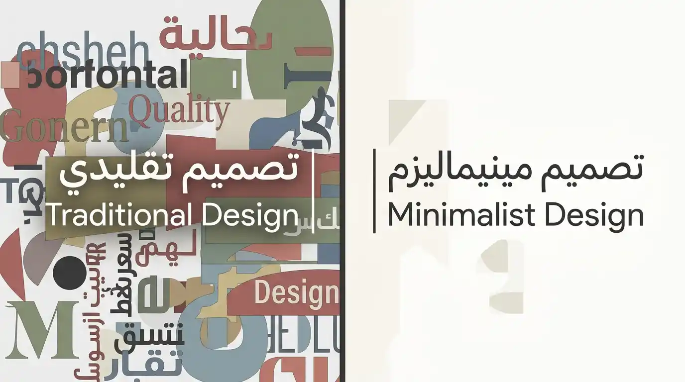 مقارنة بصرية بين تصميم معقد وتصميم مينيماليزم يوضح قوة البساطة