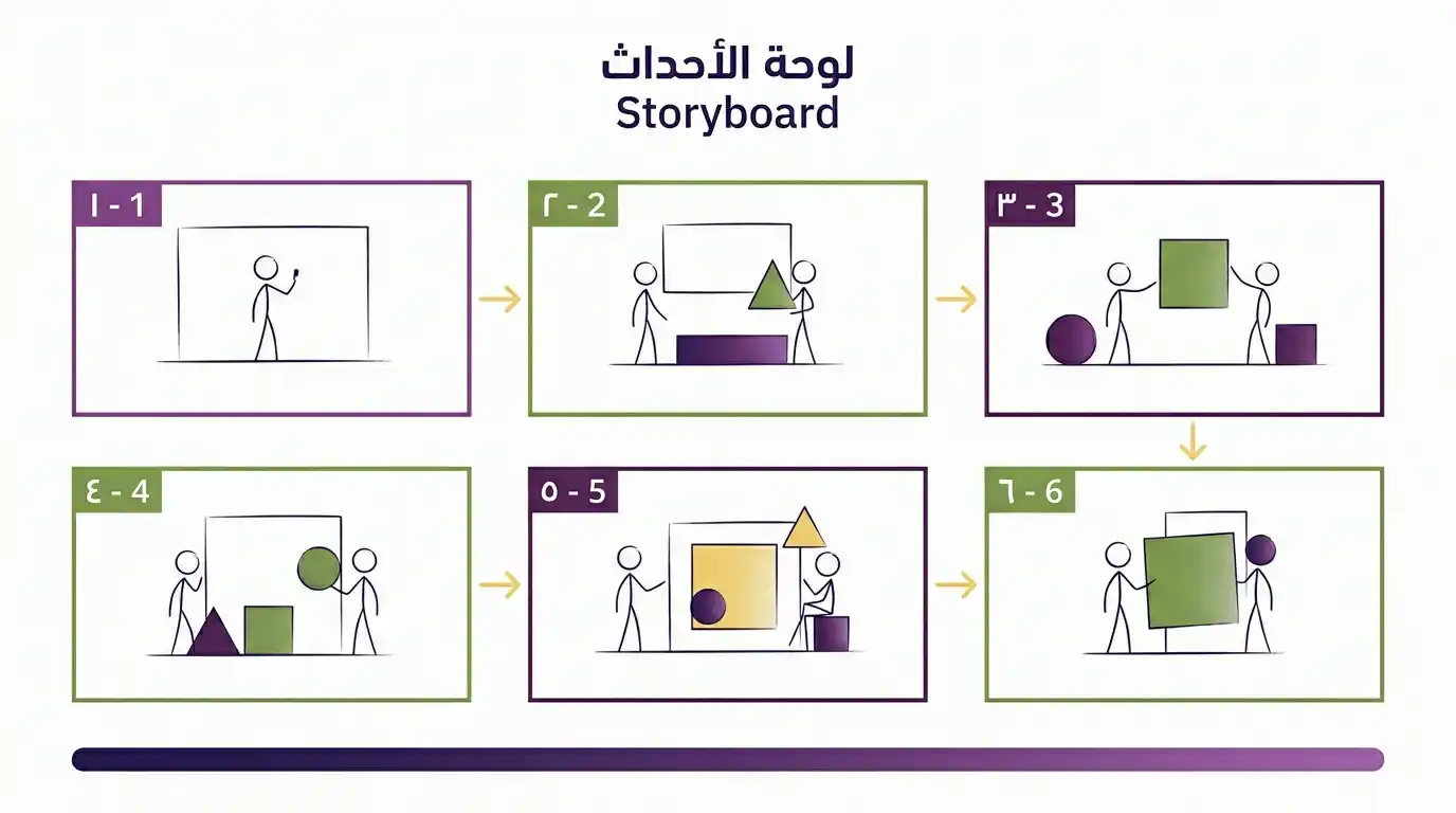 مثال على لوحة أحداث Storyboard لفيديو موشن جرافيك