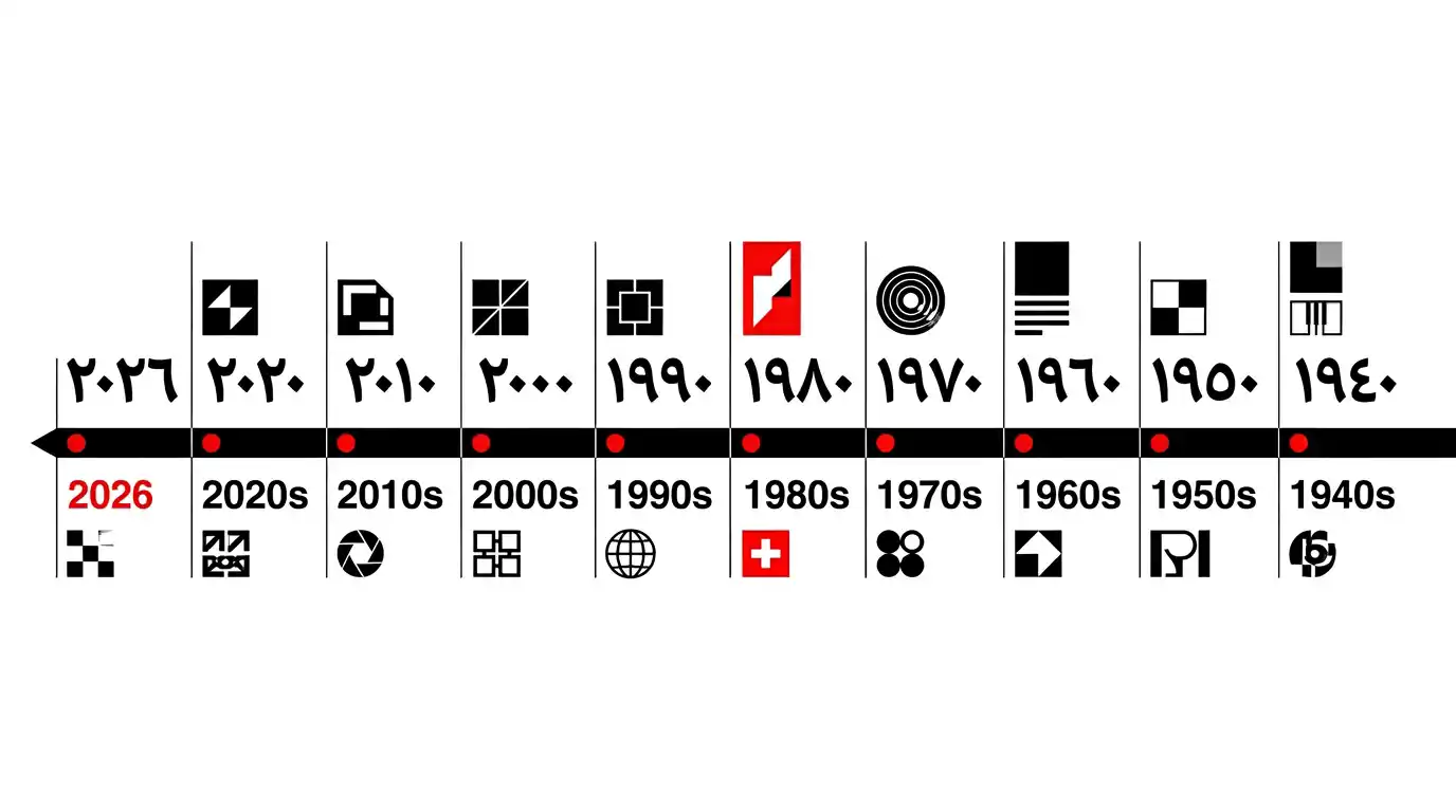 الخط الزمني لتطور الستايل السويسري من الأربعينات حتى 2026