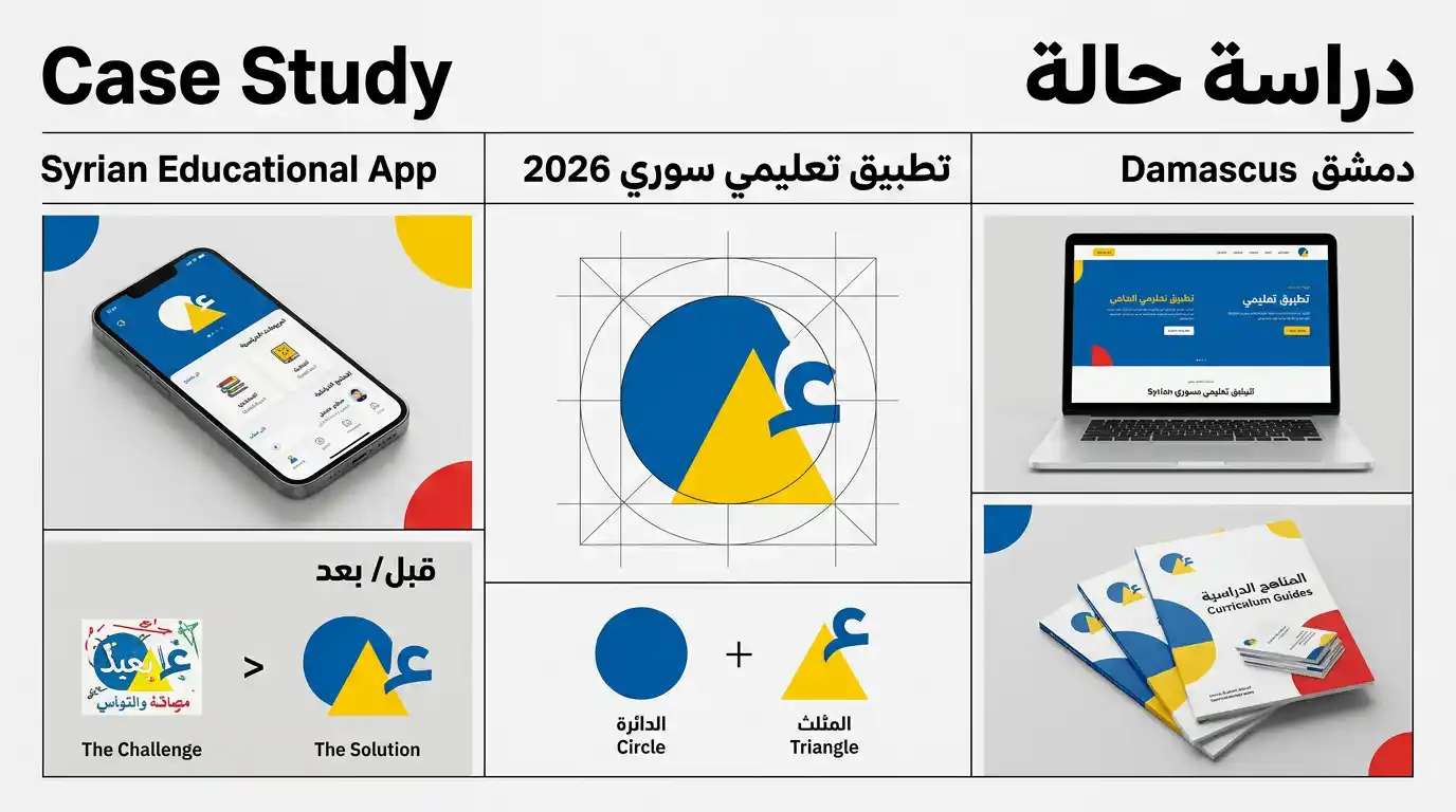 دراسة حالة كاملة لمشروع باوهاوس سوري - هوية تطبيق تعليمي