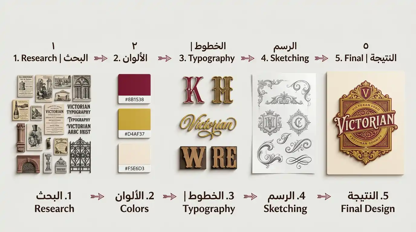 خطوات تصميم لوغو فيكتوري من البداية للنهاية