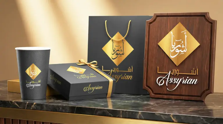 تصميم هوية بصرية وباكيجينغ | آشوريا للحلويات السورية - مشروع Branding & Identity من فينيقيا