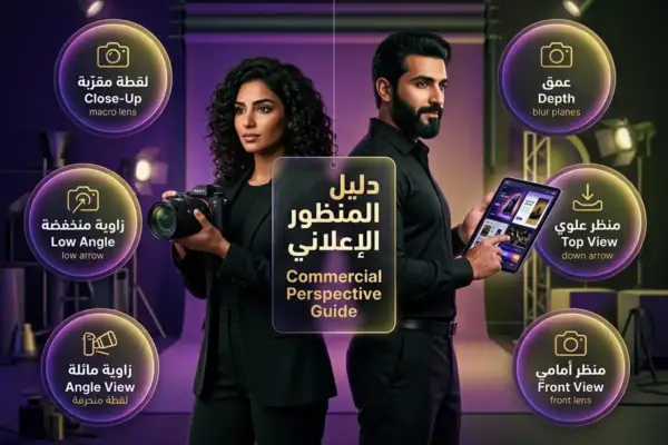 دليل المنظور في الإعلانات التجارية 2026: كيف تختار الزاوية يلي بتبيع؟