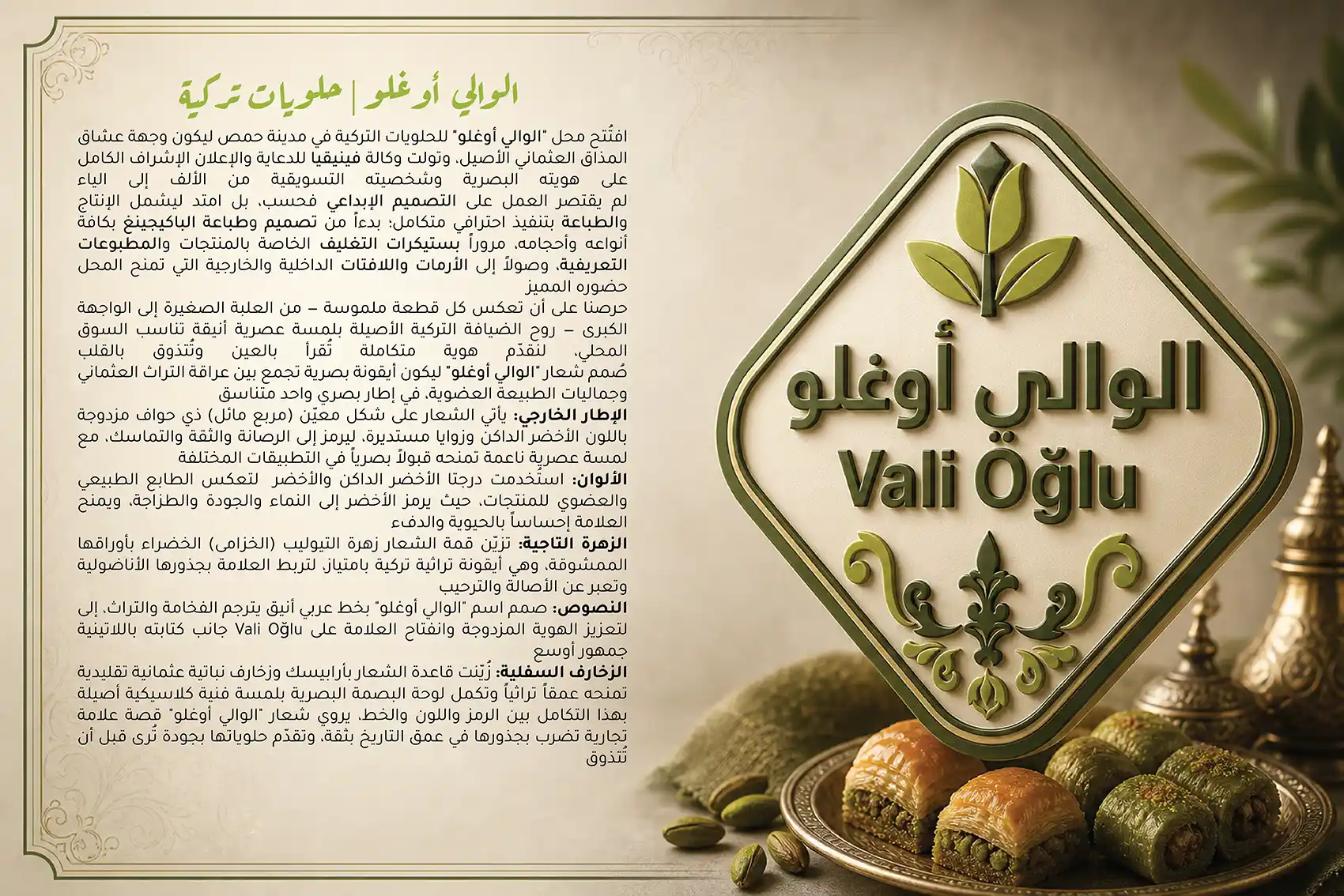 تصميم شعار الوالي أوغلو لعلامة الحلويات التركية