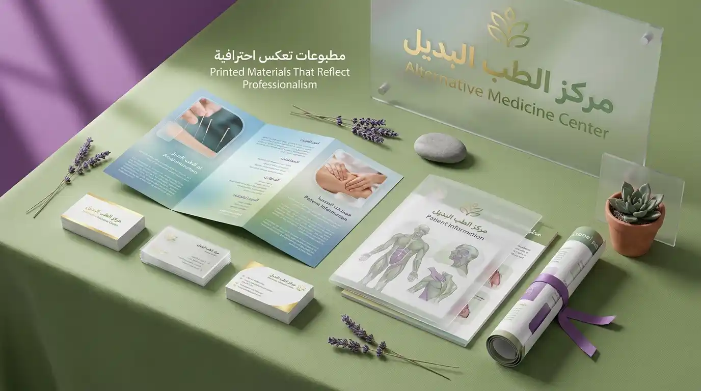 مطبوعات مراكز الطب البديل – بروشورات وبطاقات عمل ولافتات في حمص