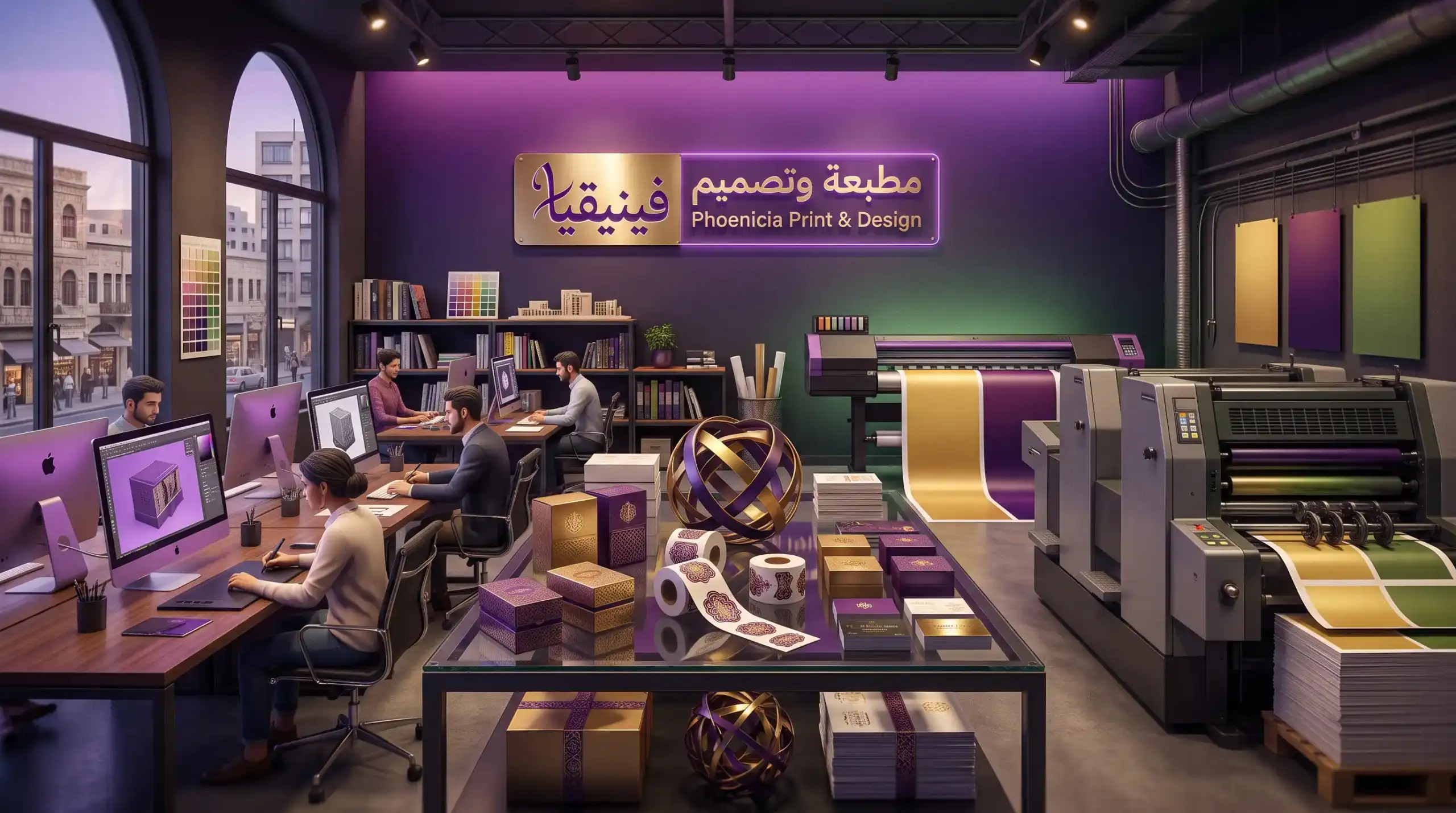 مطبعة فينيقيا في حمص تجمع بين أحدث ماكينات الطباعة وطاولات التصميم في مكان واحد