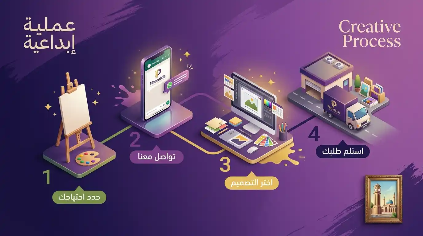 خطوات طلب طباعة فنية من فينيقيا في حمص – من الفكرة للمعرض