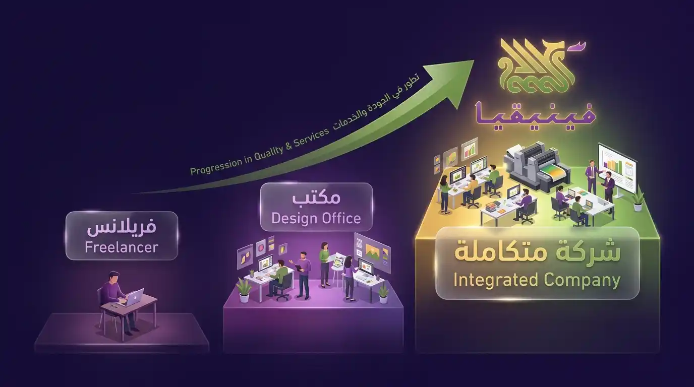مقارنة بين مصمم فريلانس ومكتب تصميم وشركة متكاملة - فينيقيا الخيار المتكامل